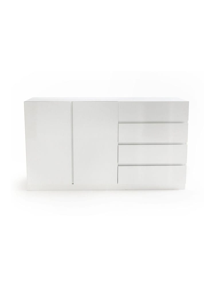 La Redoute Intérieurs White Léo 2-Door 4-Drawer Low Wardrobe Unit - Image 1 of 5
