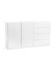 La Redoute Intérieurs White Léo 2-Door 4-Drawer Low Wardrobe Unit - Image 2 of 5