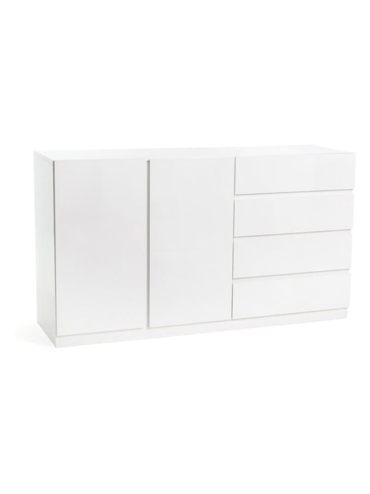 La Redoute Intérieurs White Léo 2-Door 4-Drawer Low Wardrobe Unit - Image 2 of 5