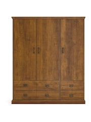 La Redoute Intérieurs Dark Oak Wood Lindley Triple 4-Drawer Pine Wardrobe - Image 1 of 5