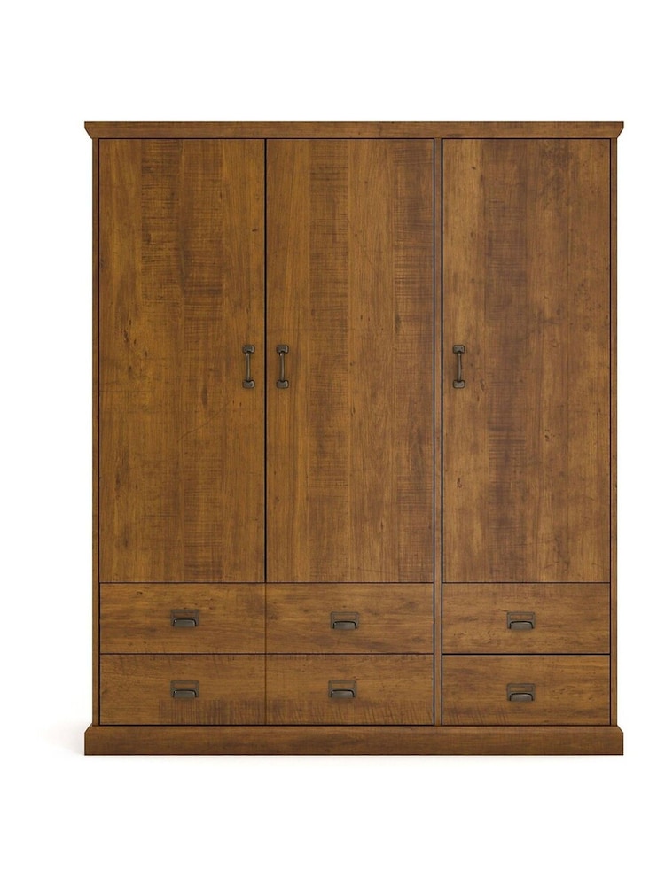 La Redoute Intérieurs Dark Oak Wood Lindley Triple 4-Drawer Pine Wardrobe - Image 1 of 5