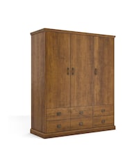 La Redoute Intérieurs Dark Oak Wood Lindley Triple 4-Drawer Pine Wardrobe - Image 4 of 5