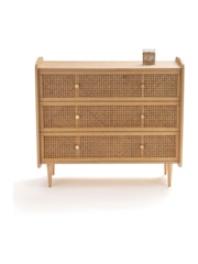 La Redoute Intérieurs Oak Tempa Chest of 3 Drawers in Rattan Cane - Image 1 of 4