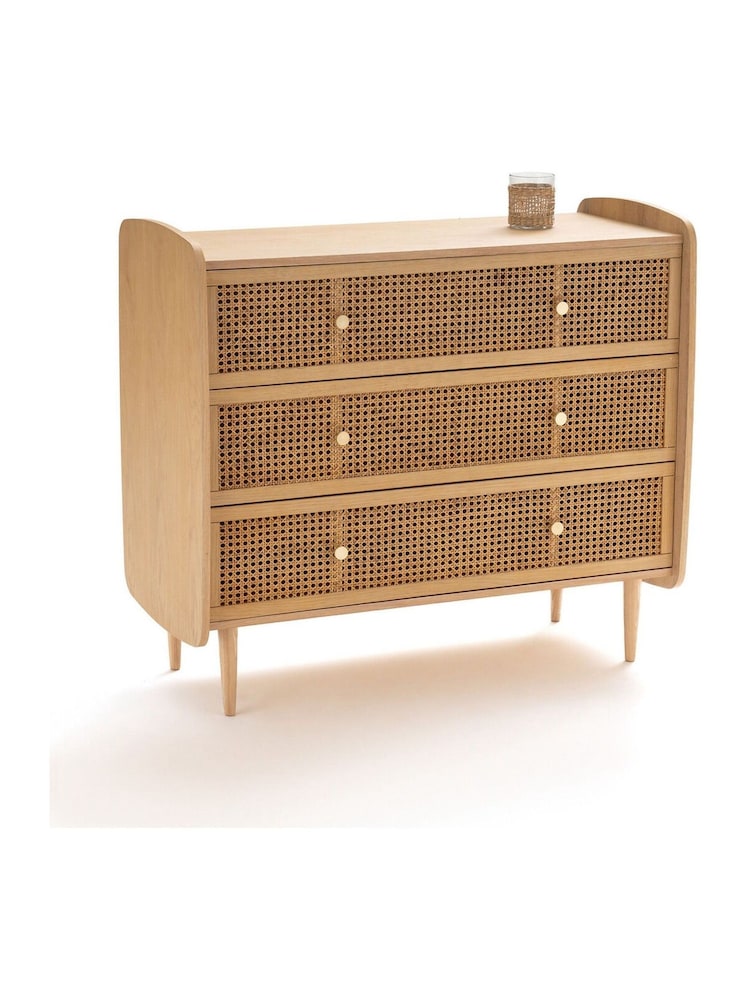 La Redoute Intérieurs Oak Tempa Chest of 3 Drawers in Rattan Cane - Image 2 of 4