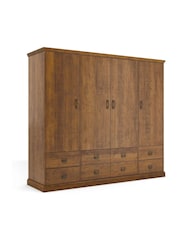 La Redoute Intérieurs Dark Oak Wood Lindley Solid Pine Quadruple Wardrobe - Image 1 of 5