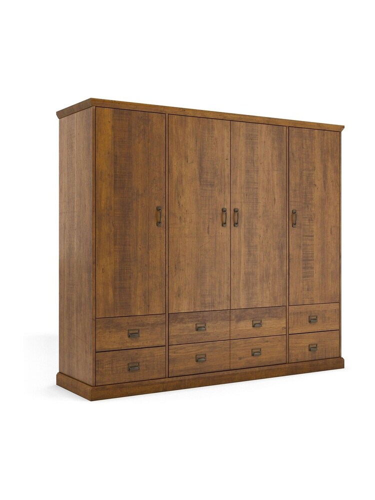La Redoute Intérieurs Dark Oak Wood Lindley Solid Pine Quadruple Wardrobe - Image 1 of 5