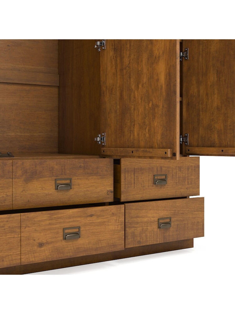 La Redoute Intérieurs Dark Oak Wood Lindley Solid Pine Quadruple Wardrobe - Image 5 of 5