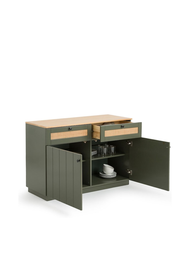 La Redoute Intérieurs Green Natural Nourry Pine 2-Door 2-Drawer Sideboard - Image 2 of 5