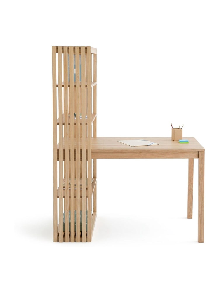 La Redoute Intérieurs Natural Theonie Reversible Ash Veneer Bookcase Desk - Image 1 of 4