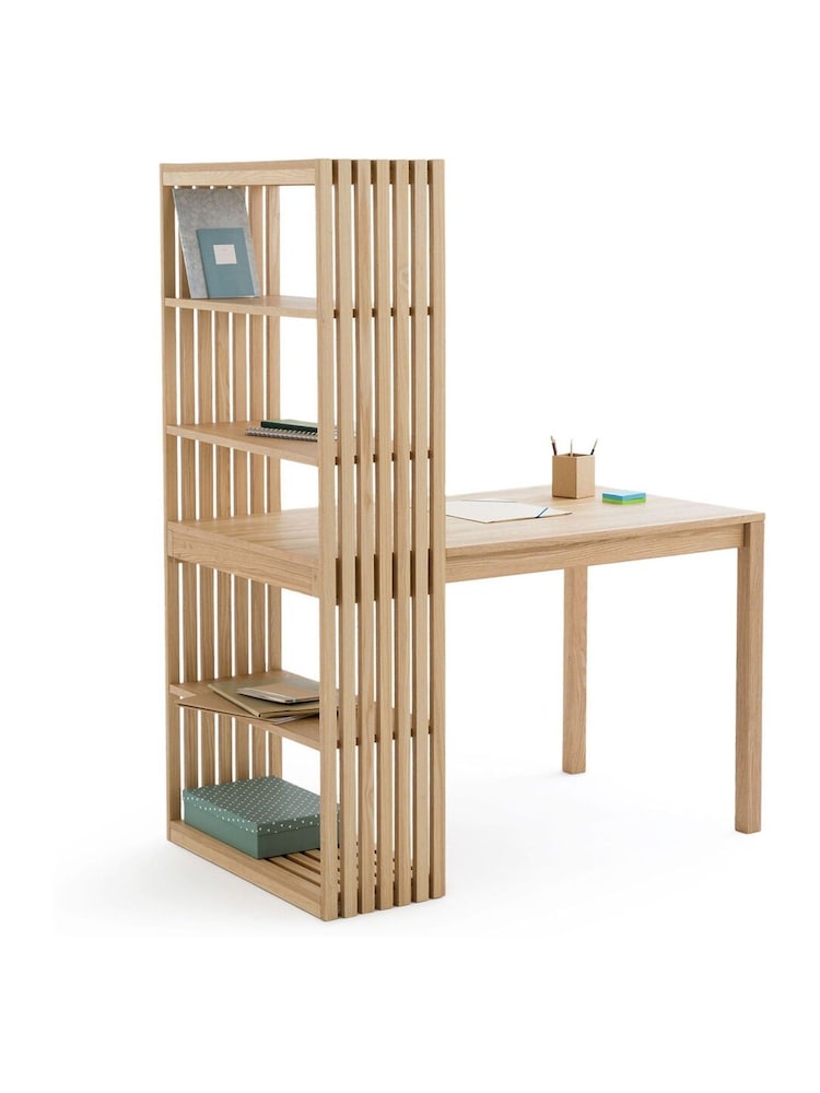 La Redoute Intérieurs Natural Theonie Reversible Ash Veneer Bookcase Desk - Image 2 of 4