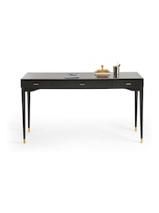 La Redoute Intérieurs Black Novani 3-Drawer Solid Birch Desk - Image 1 of 2