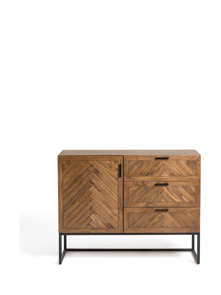 La Redoute Intérieurs Polished Pine Nottingham 1-Door 3-Drawer Sideboard - Image 1 of 5