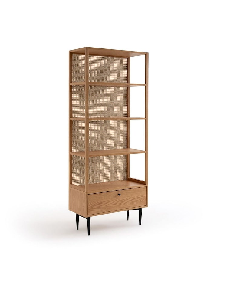 La Redoute Intérieurs Oak Noya & Rattan Cane Bookcase - Image 1 of 5