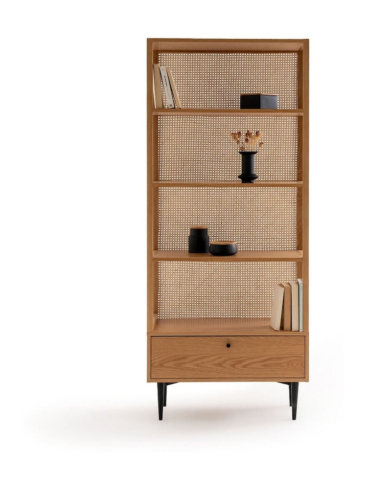 La Redoute Intérieurs Oak Noya & Rattan Cane Bookcase - Image 2 of 5