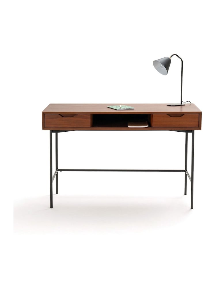 La Redoute Intérieurs Walnut Noyeto Wood & Metal Desk - Image 1 of 4