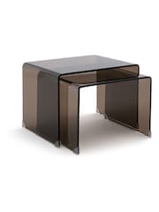 La Redoute Intérieurs Set of 2 Smoked Glass Joan Tempered Glass Nesting Coffee Tables - Image 1 of 4