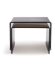 La Redoute Intérieurs Set of 2 Smoked Glass Joan Tempered Glass Nesting Coffee Tables - Image 2 of 4