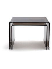 La Redoute Intérieurs Set of 2 Smoked Glass Joan Tempered Glass Nesting Coffee Tables - Image 3 of 4