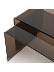 La Redoute Intérieurs Set of 2 Smoked Glass Joan Tempered Glass Nesting Coffee Tables - Image 4 of 4