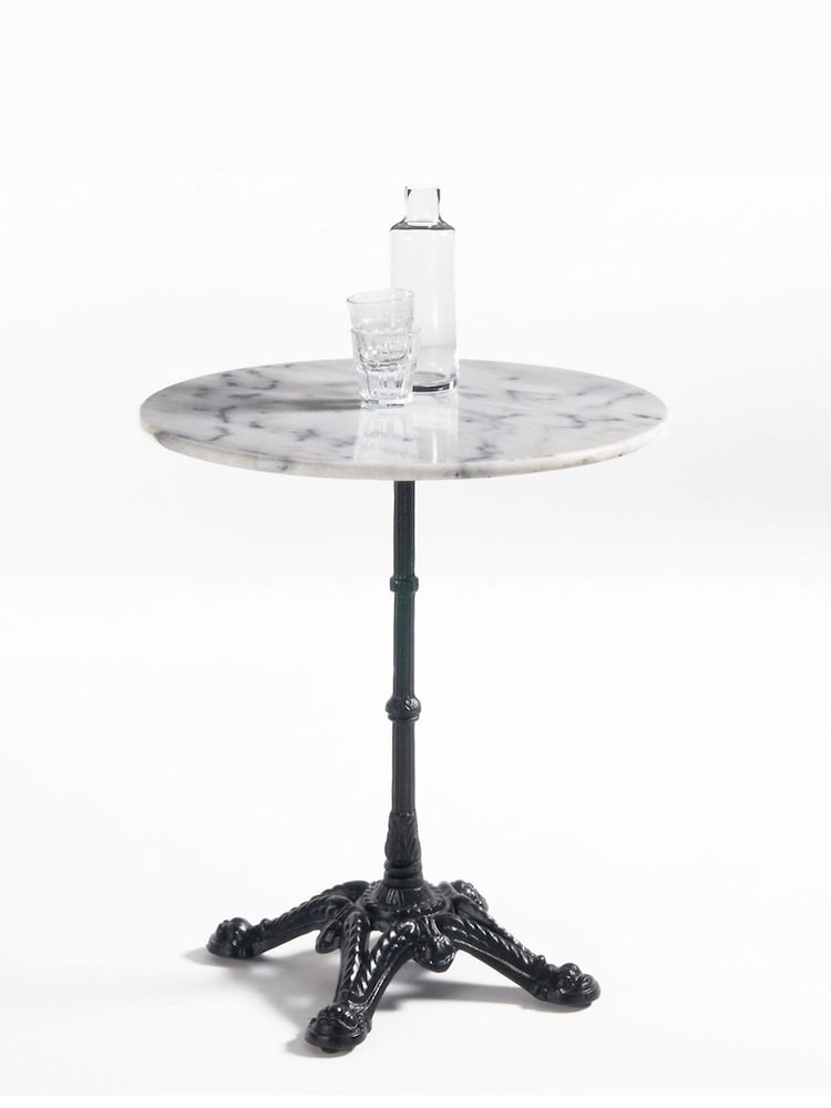 La Redoute Intérieurs White Redville Garden Pedestal Table with Marble Top - Image 1 of 3