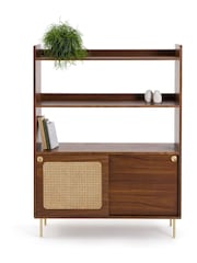 La Redoute Intérieurs Walnut Redpop Walnut And Cane Bookcase - Image 1 of 2