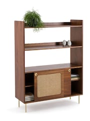 La Redoute Intérieurs Walnut Redpop Walnut And Cane Bookcase - Image 2 of 2