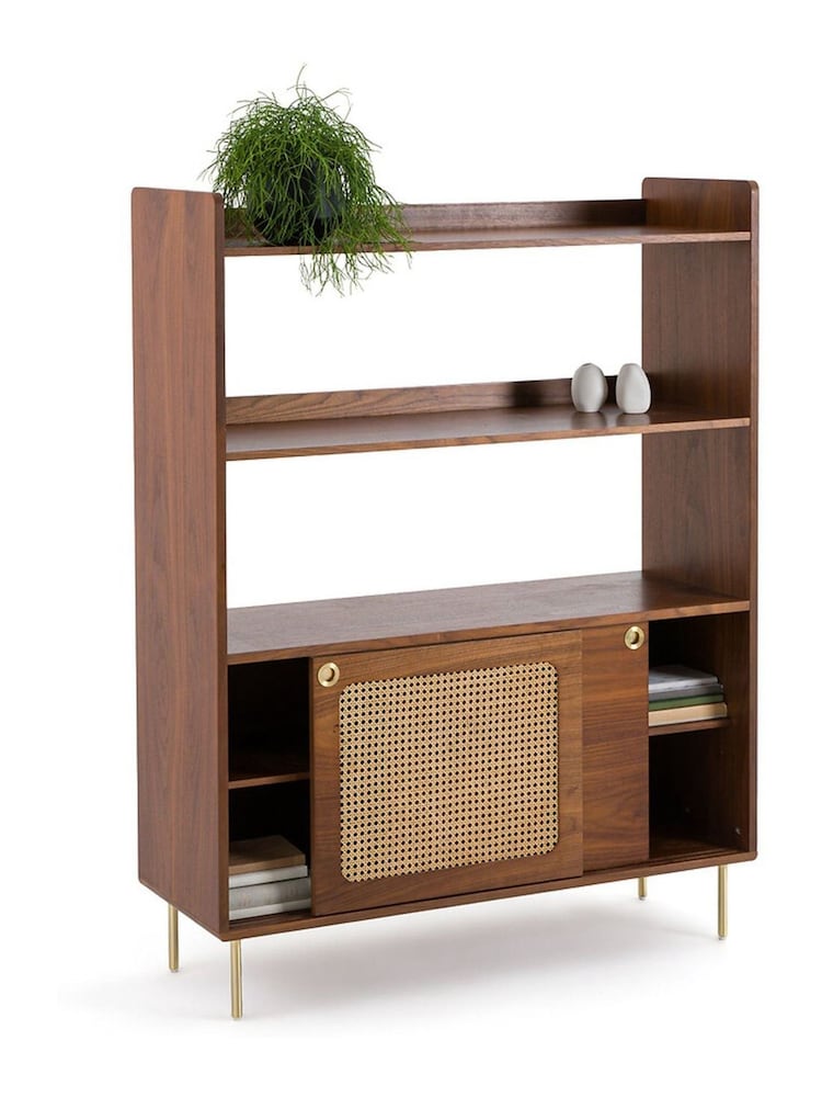 La Redoute Intérieurs Walnut Redpop Walnut And Cane Bookcase - Image 2 of 2
