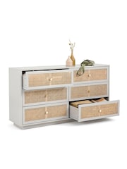 La Redoute Intérieurs Grey Natural Paola Pine & Rattan Chest of 6 Drawers - Image 2 of 5
