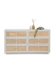 La Redoute Intérieurs Grey Natural Paola Pine & Rattan Chest of 6 Drawers - Image 3 of 5