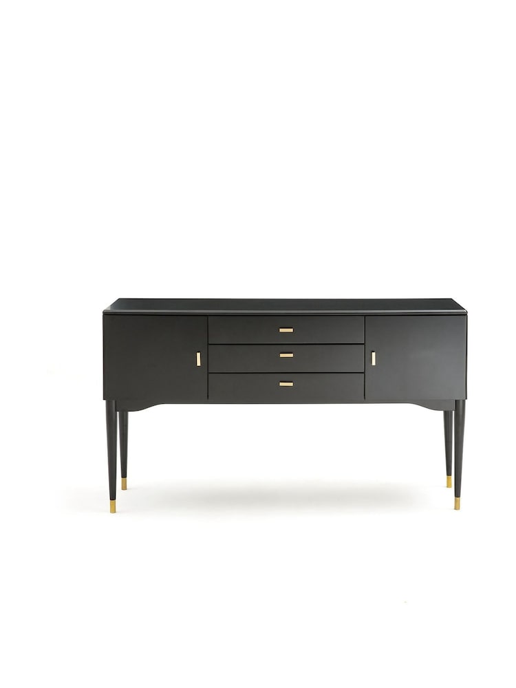 La Redoute Intérieurs Black Novani 2 Door 3 Drawer Birch Sideboard - Image 1 of 3