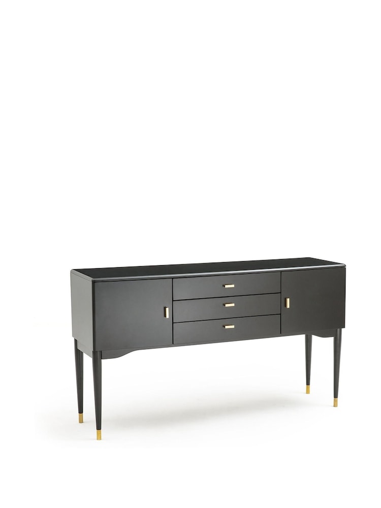 La Redoute Intérieurs Black Novani 2 Door 3 Drawer Birch Sideboard - Image 2 of 3