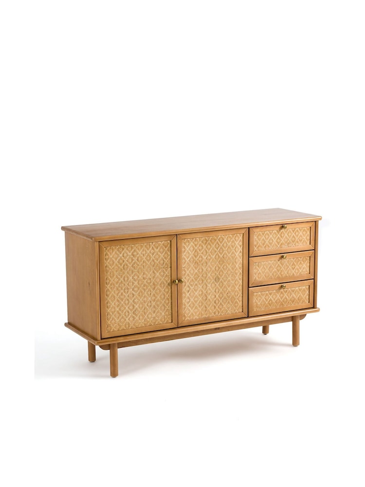La Redoute Intérieurs Polished Pine Orient Pine And Cane Sideboard - Image 2 of 5