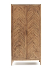 La Redoute Intérieurs Wax Pine Nottingham Herringbone Parquet 2Door Solid Pine Wardrobe - Image 1 of 5