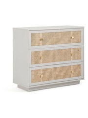 La Redoute Intérieurs Grey Natural Paola Pine & Rattan Chest of 3 Drawers - Image 2 of 5