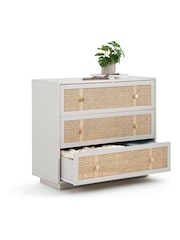La Redoute Intérieurs Grey Natural Paola Pine & Rattan Chest of 3 Drawers - Image 3 of 5