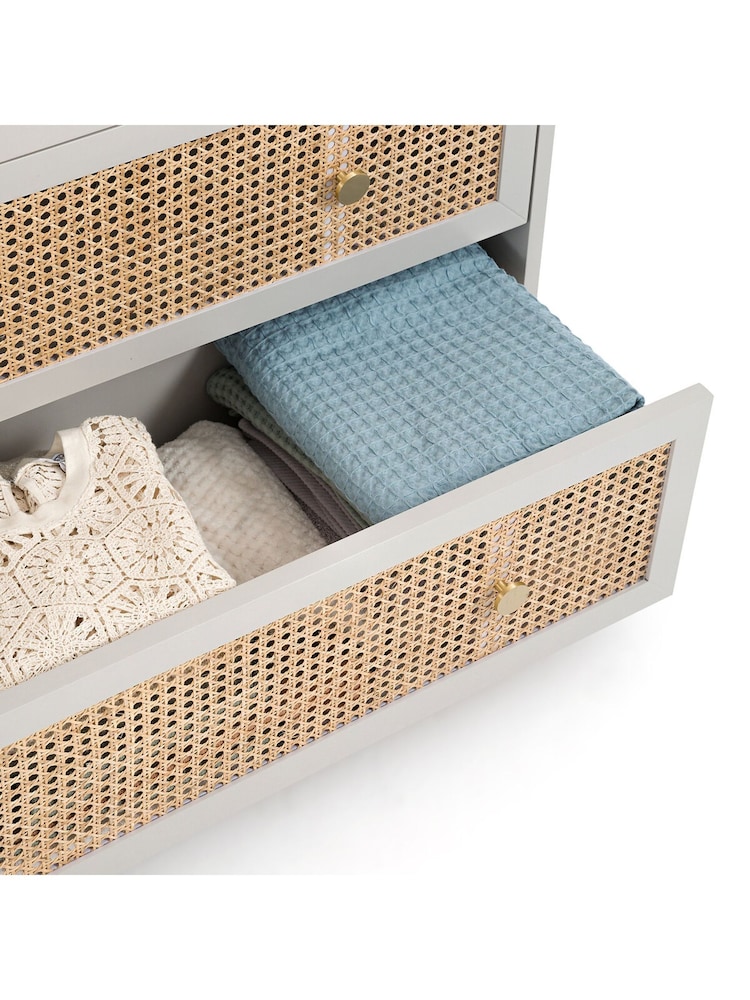 La Redoute Intérieurs Grey Natural Paola Pine & Rattan Chest of 3 Drawers - Image 5 of 5