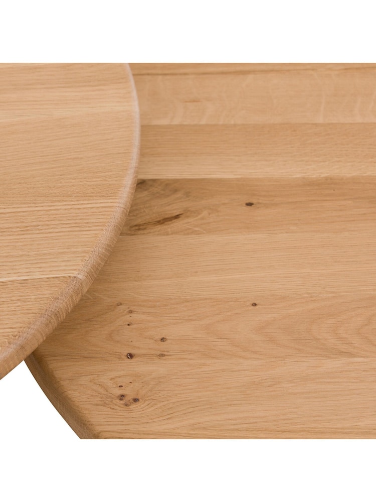 La Redoute Intérieurs Set of 2 Oak Minimal Round Oak Nesting Coffee Tables - Image 4 of 4