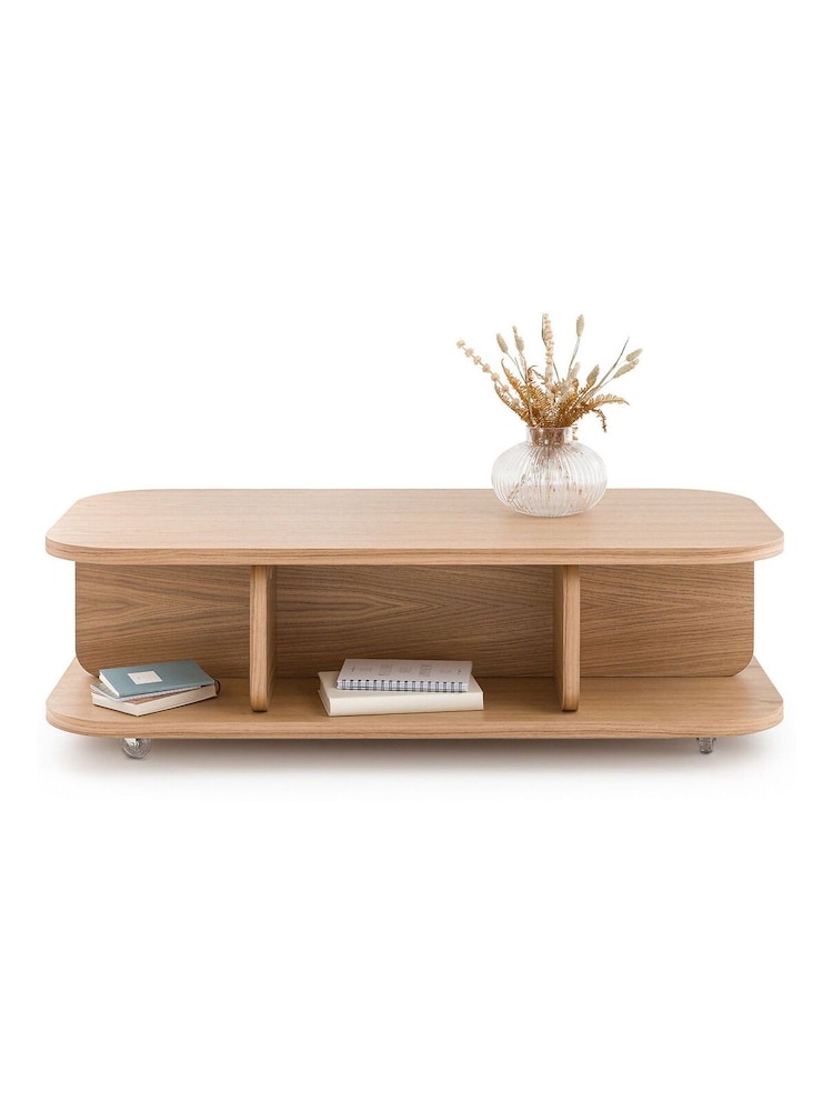 La Redoute Intérieurs Natural Riteni Oak Veneer Trolley Coffee Table - Image 1 of 5