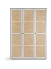 La Redoute Intérieurs Grey Natural Paola Pine & Rattan Triple Wardrobe - Image 1 of 5