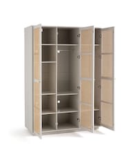 La Redoute Intérieurs Grey Natural Paola Pine & Rattan Triple Wardrobe - Image 2 of 5