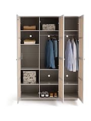 La Redoute Intérieurs Grey Natural Paola Pine & Rattan Triple Wardrobe - Image 4 of 5