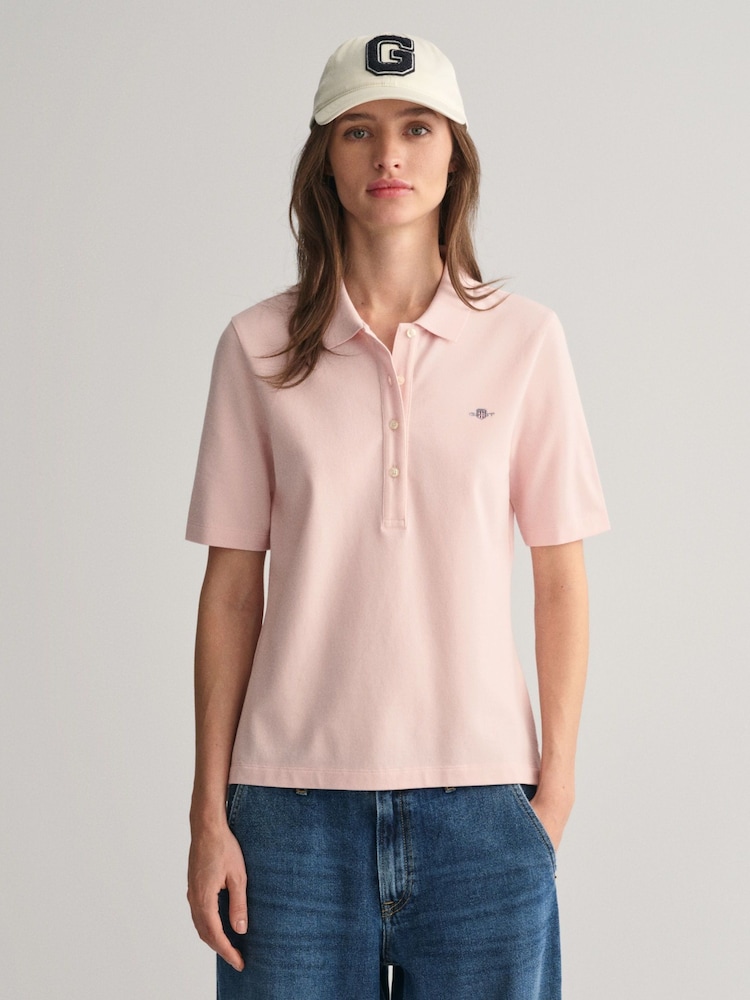 GANT Pink Slim-Fit Polo Shirt - Image 1 of 4