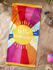 Catherine Lansfield Multi Hello Summer Cotton Beach Towel - Image 1 of 2