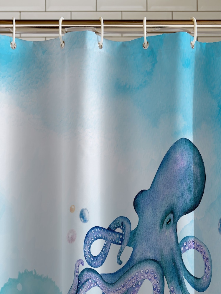 Catherine Lansfield Blue Octopus Shower Curtain Panel - Image 2 of 2