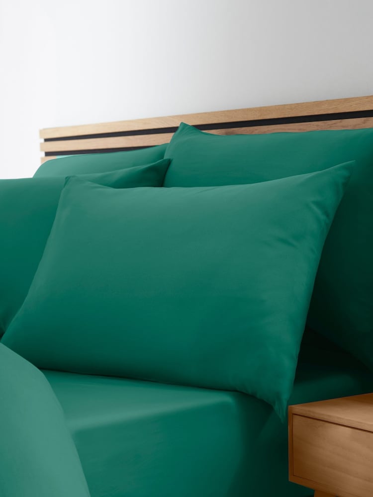 Catherine Lansfield Teal So Soft Non-Iron Fitted Sheet - Image 1 of 2
