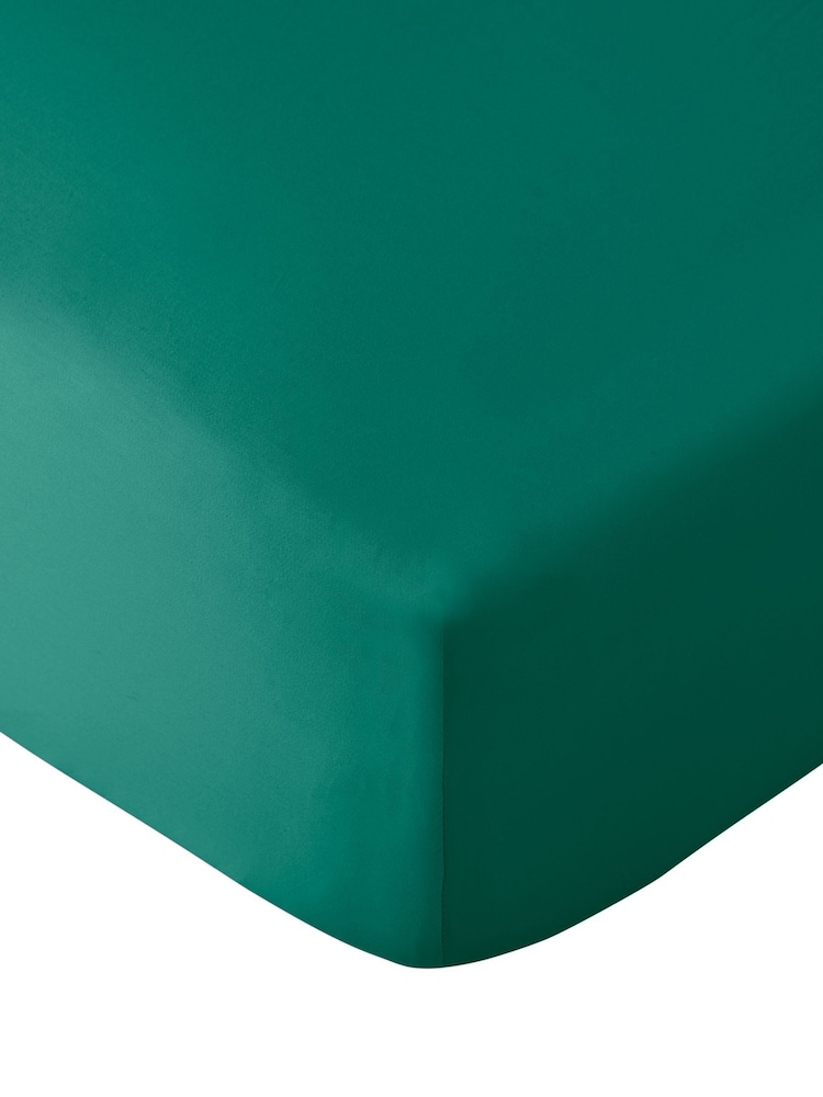 Catherine Lansfield Teal So Soft Non-Iron Fitted Sheet - Image 2 of 2