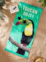 Catherine Lansfield Green Toucan Do It Cotton Beach Towel - Image 1 of 2