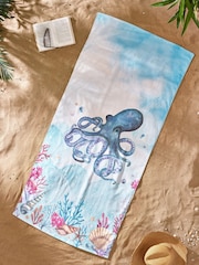 Catherine Lansfield Blue Octopus Cotton Beach Towel - Image 1 of 2
