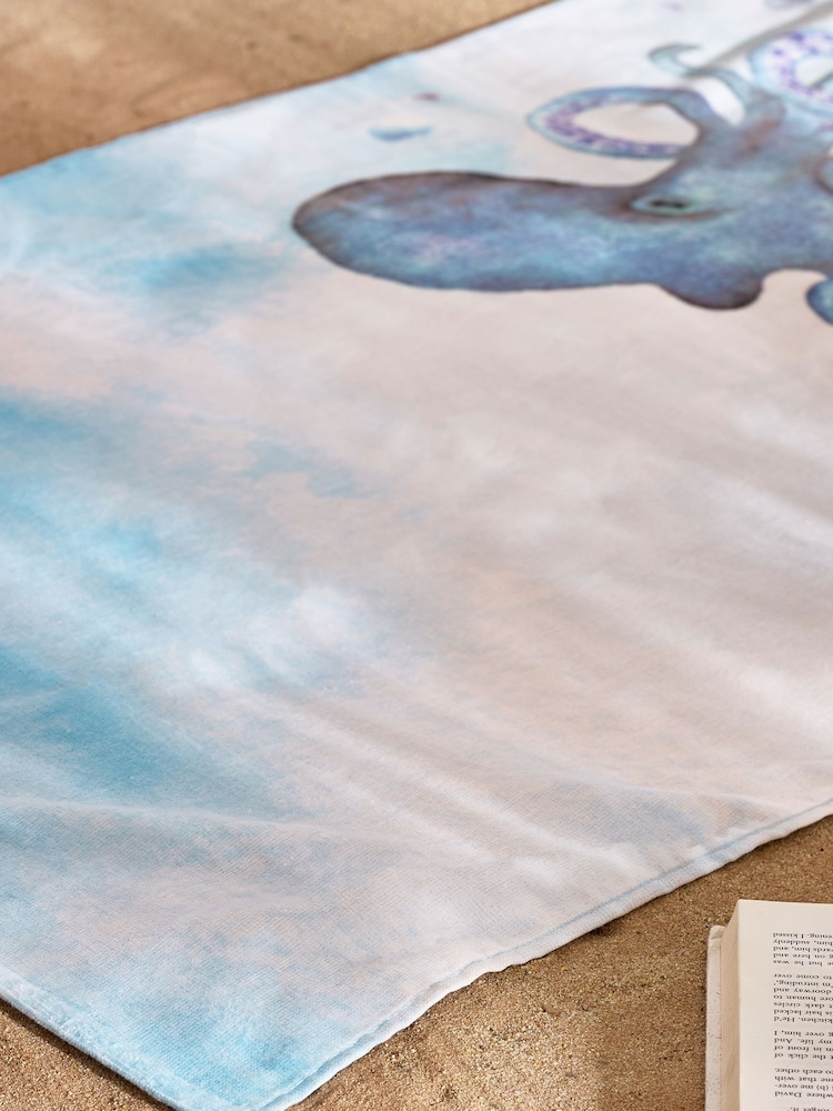 Catherine Lansfield Blue Octopus Cotton Beach Towel - Image 2 of 2