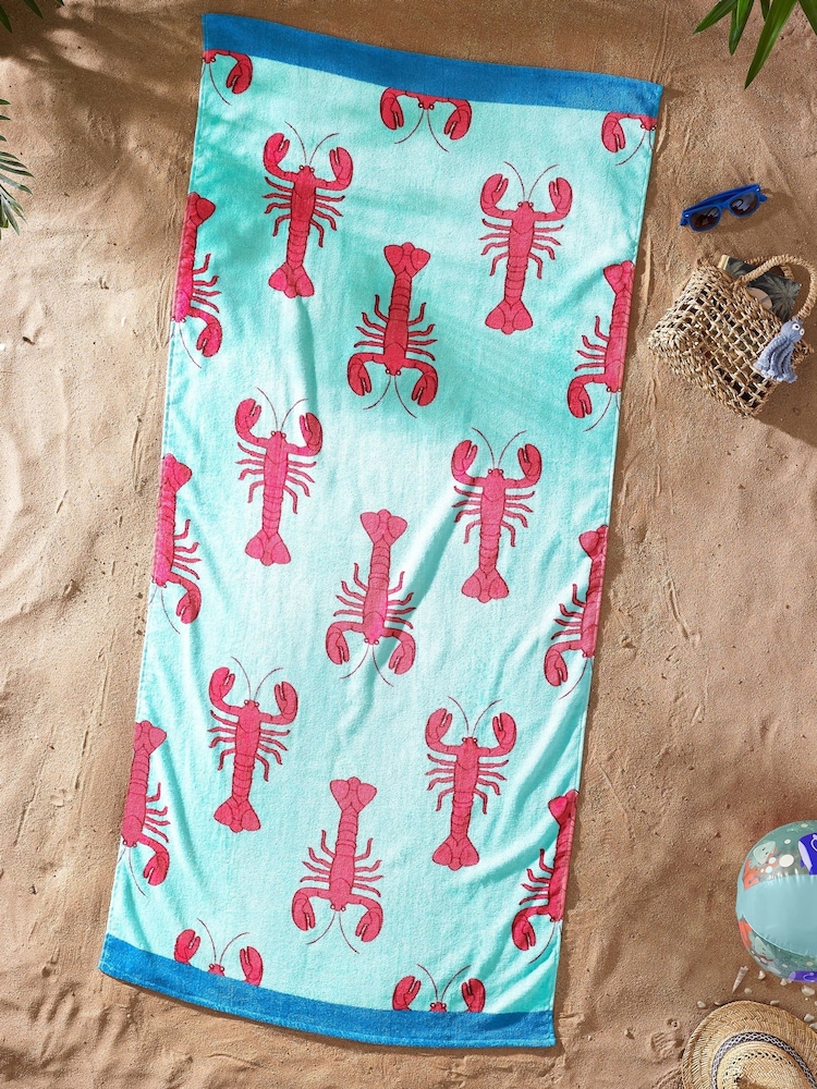 Catherine Lansfield Red Lobster Cotton Beach Towel - Image 1 of 2